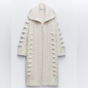 Chunky Cable Kinit Sweater Coat | Zara